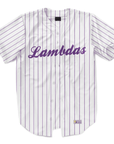 Lambda Phi Epsilon - Purple Pinstipe - Baseball Jersey