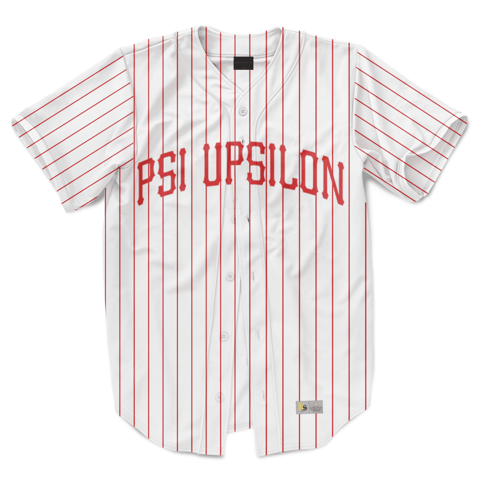Psi Upsilon - Red Pinstripe Baseball Jersey
