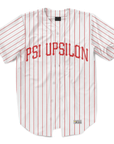 Psi Upsilon - Red Pinstripe Baseball Jersey
