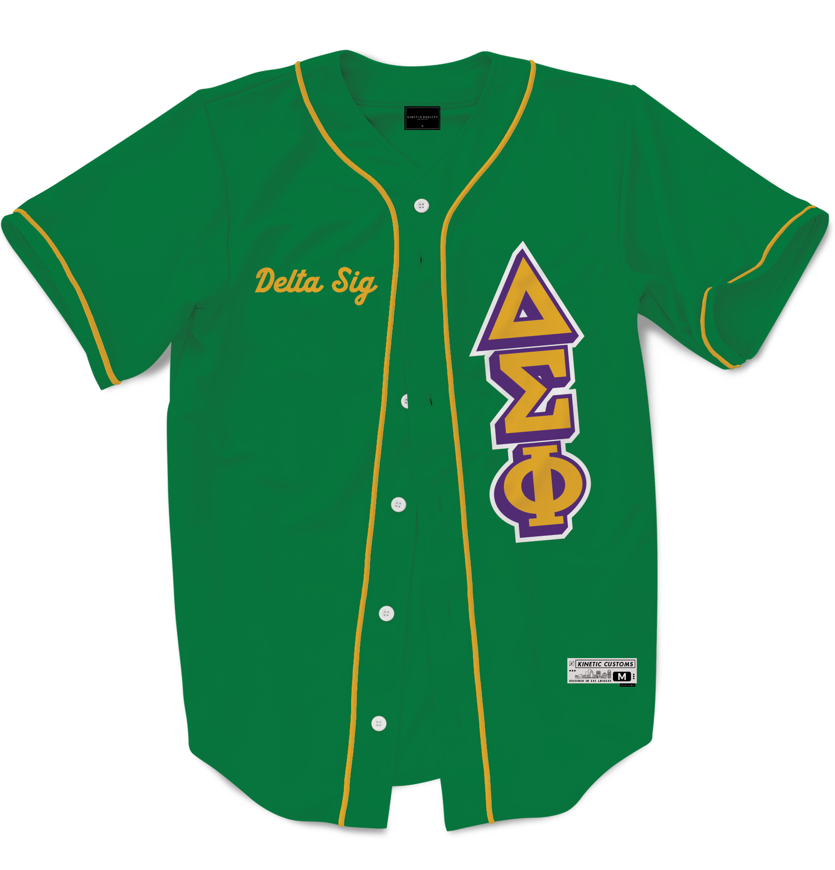 Delta Sigma Phi - The Block Baseball Jersey Premium Baseball Kinetic Society LLC 