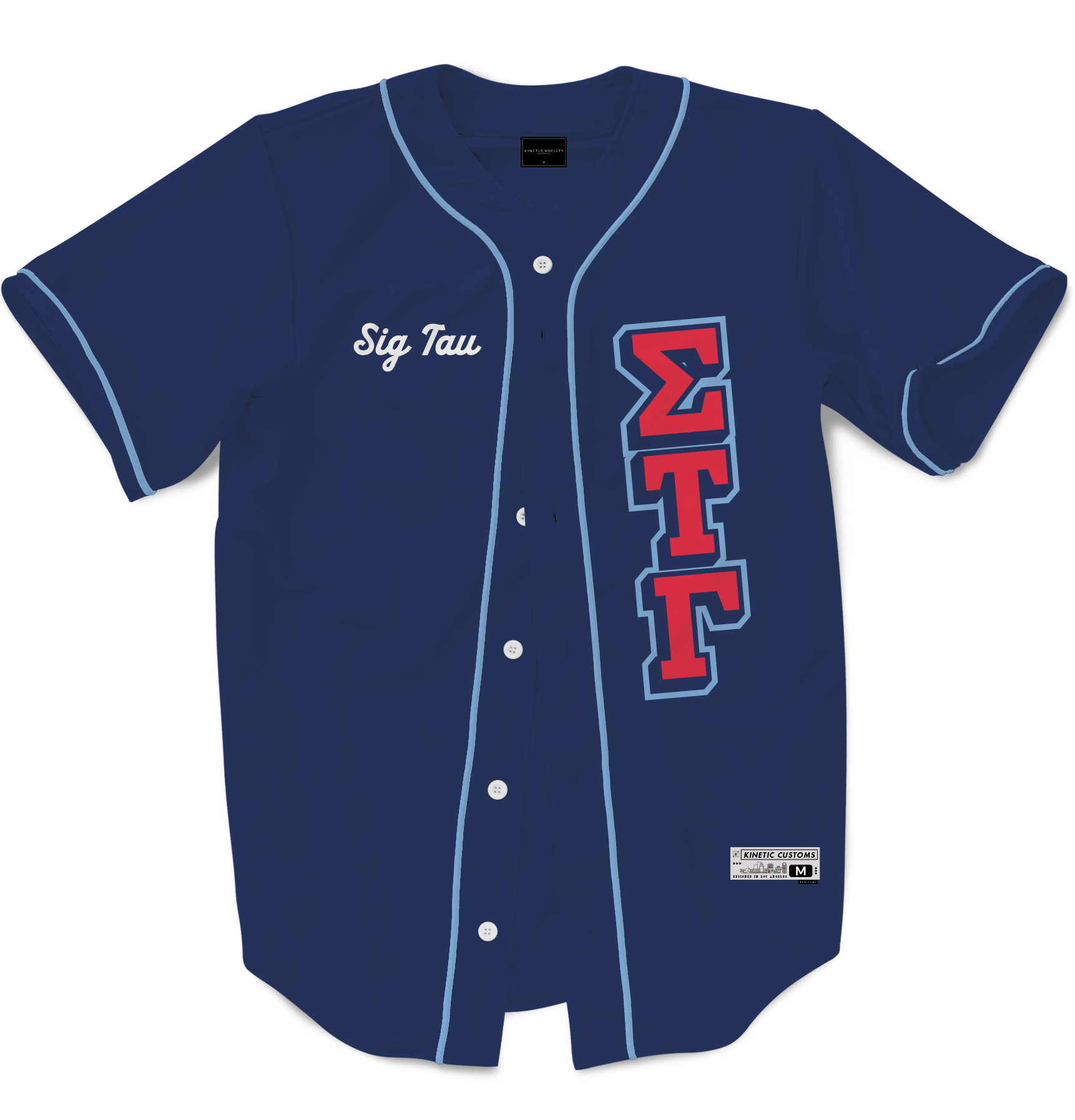 SIGMA TAU GAMMA - The Block Baseball Jersey Premium Baseball Kinetic Society LLC 