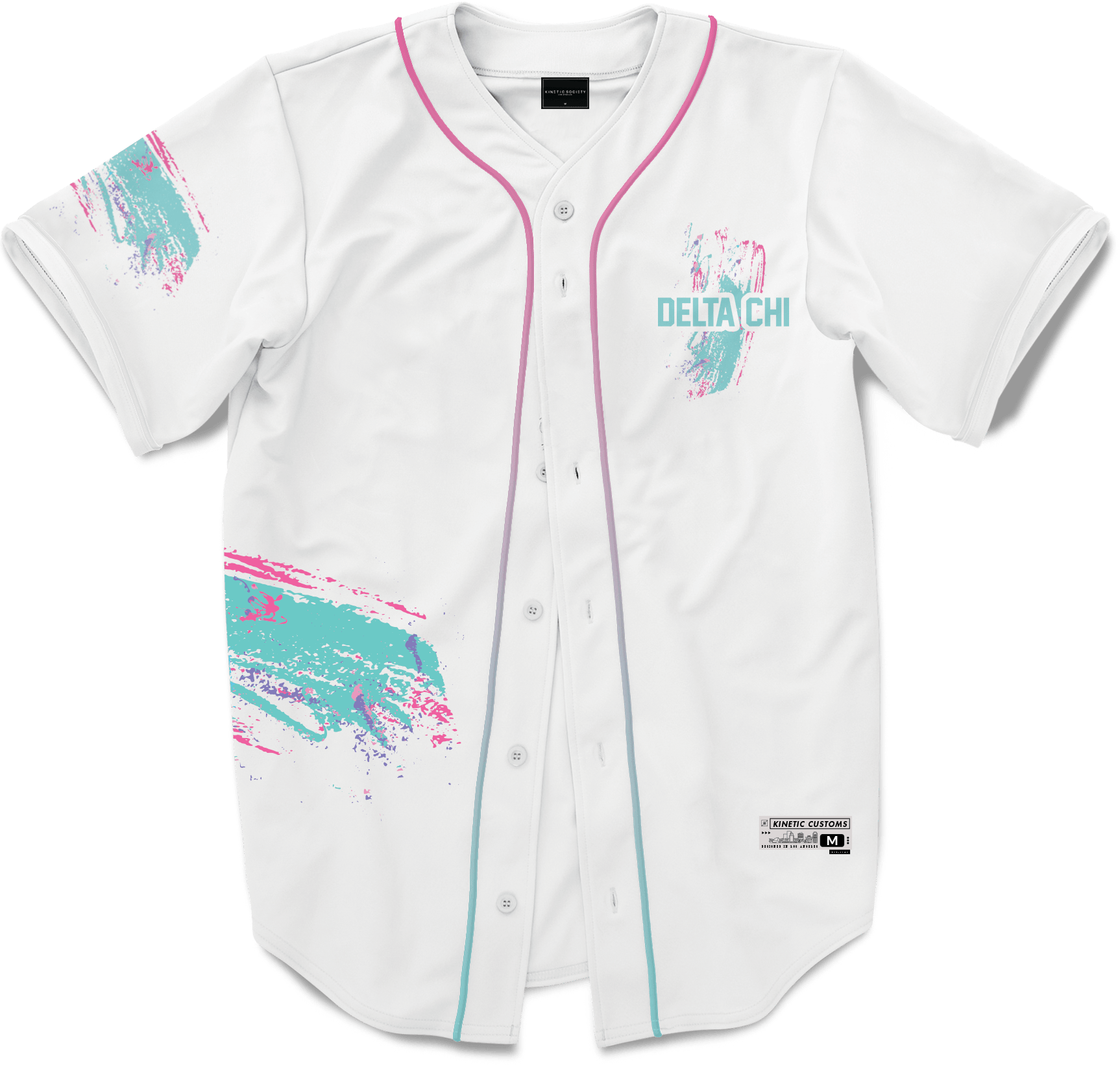 Delta Chi - White Miami Beach Splash Baseball Jersey - Kinetic Society