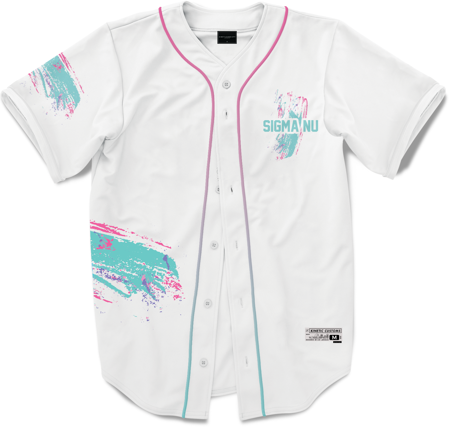 Sigma Nu - White Miami Beach Splash Baseball Jersey - Kinetic Society
