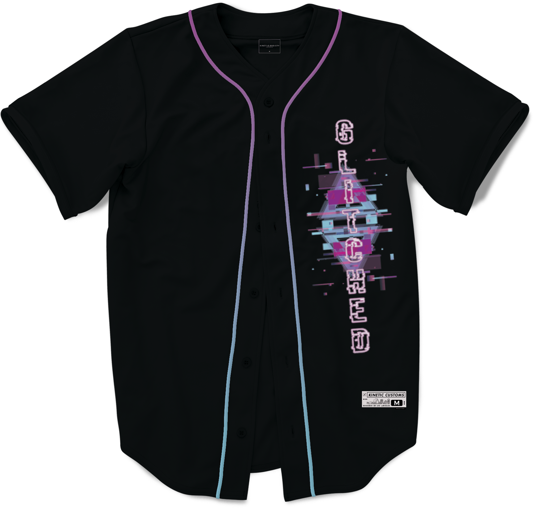 Kinetic ID - Glitched Vision Baseball Jersey Premium Baseball Kinetic Society LLC 