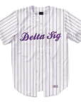 Delta Sigma Phi - Purple Pinstipe - Baseball Jersey
