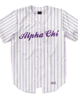 Alpha Chi Omega - Purple Pinstipe - Baseball Jersey