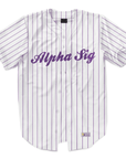 Alpha Sigma Phi - Purple Pinstipe - Baseball Jersey