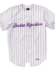 Delta Upsilon - Purple Pinstipe - Baseball Jersey
