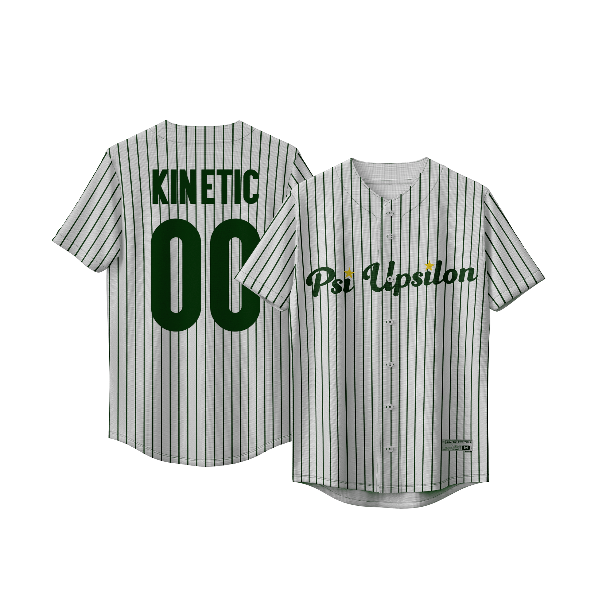 Psi Upsilon - Green Pinstripe Baseball Jersey