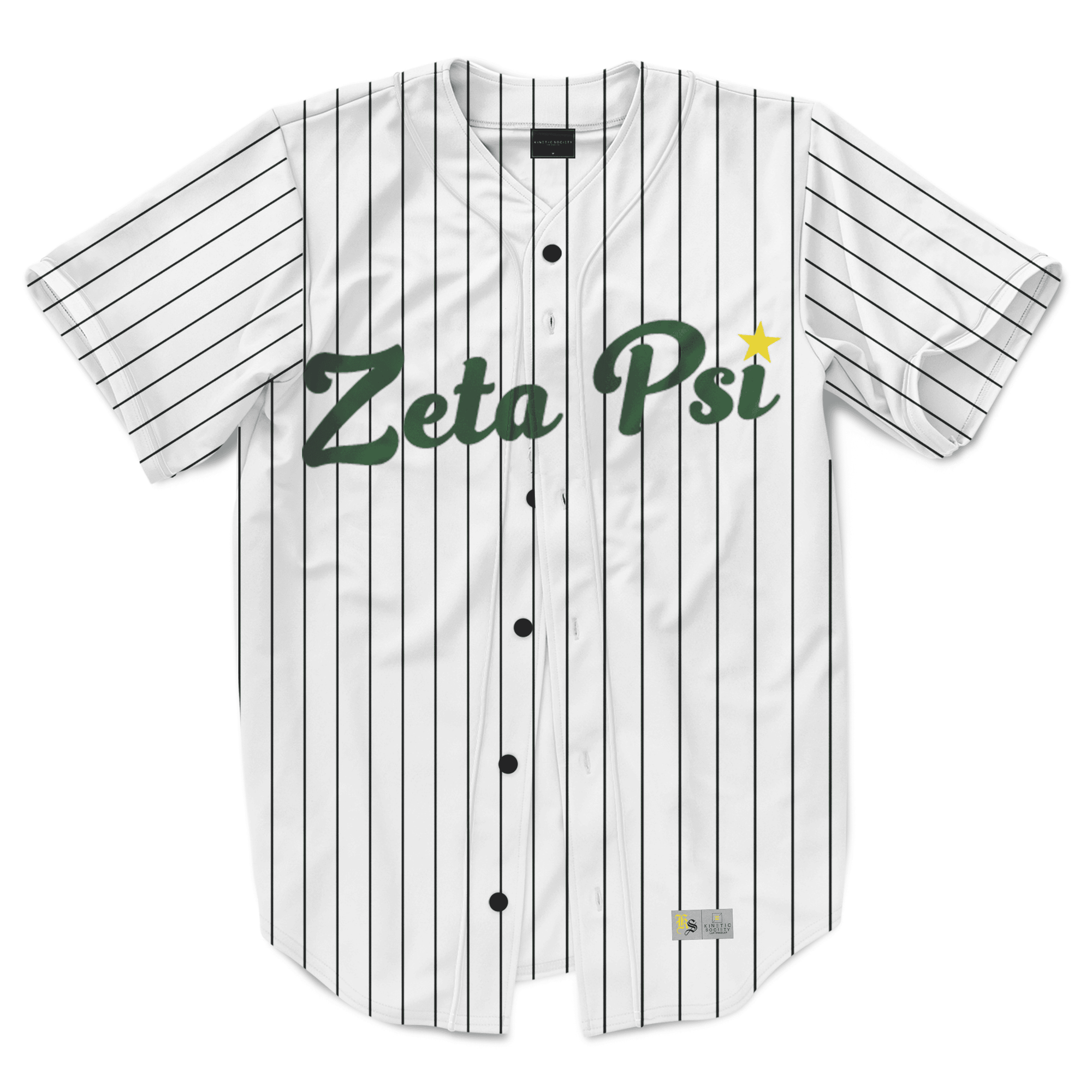 Zeta Psi - Green Pinstripe Baseball Jersey