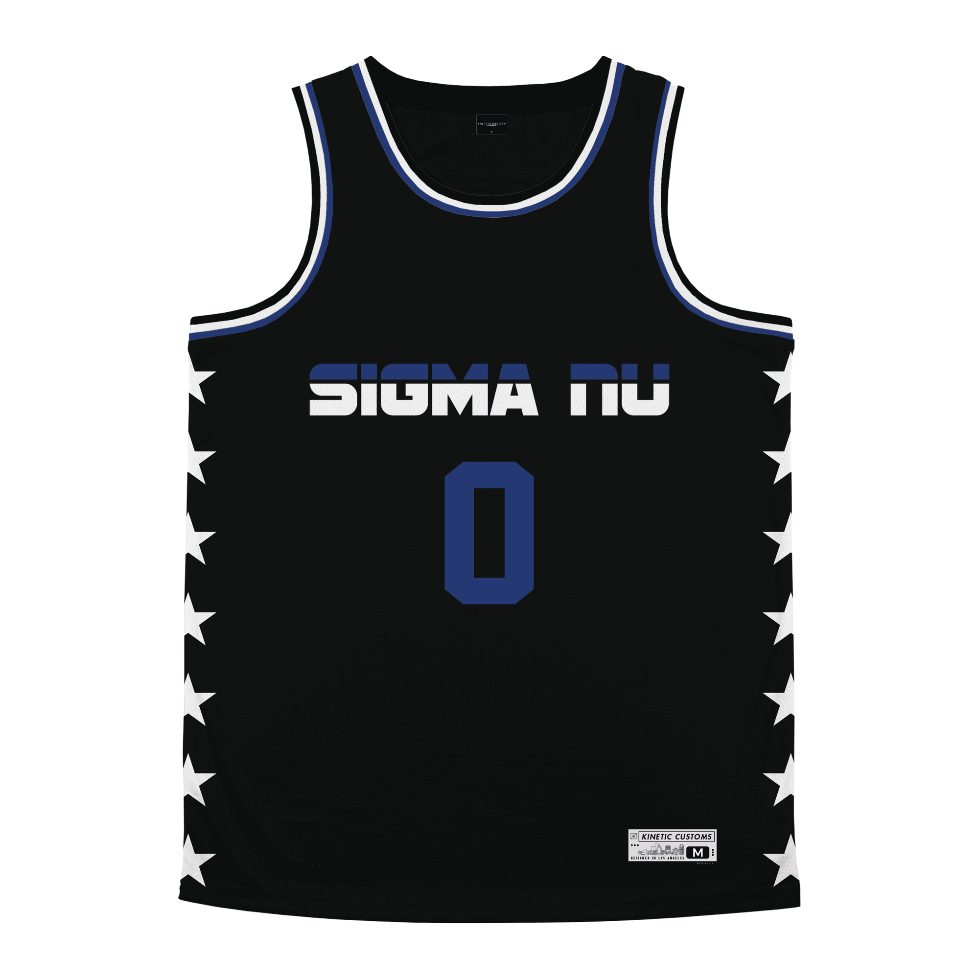 Sigma Nu - Black Star Night Mode Basketball Jersey