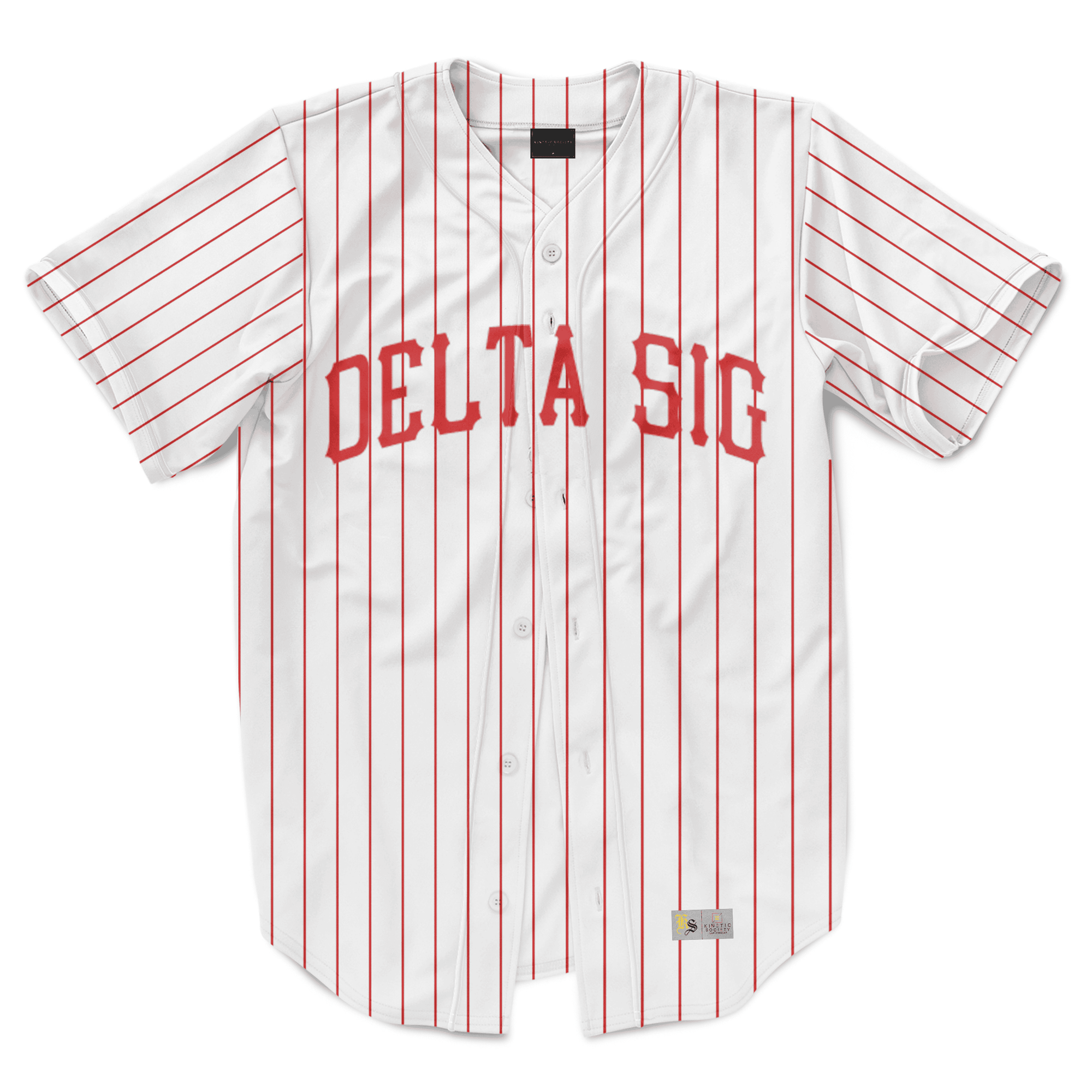Delta Sigma Phi - Red Pinstripe Baseball Jersey