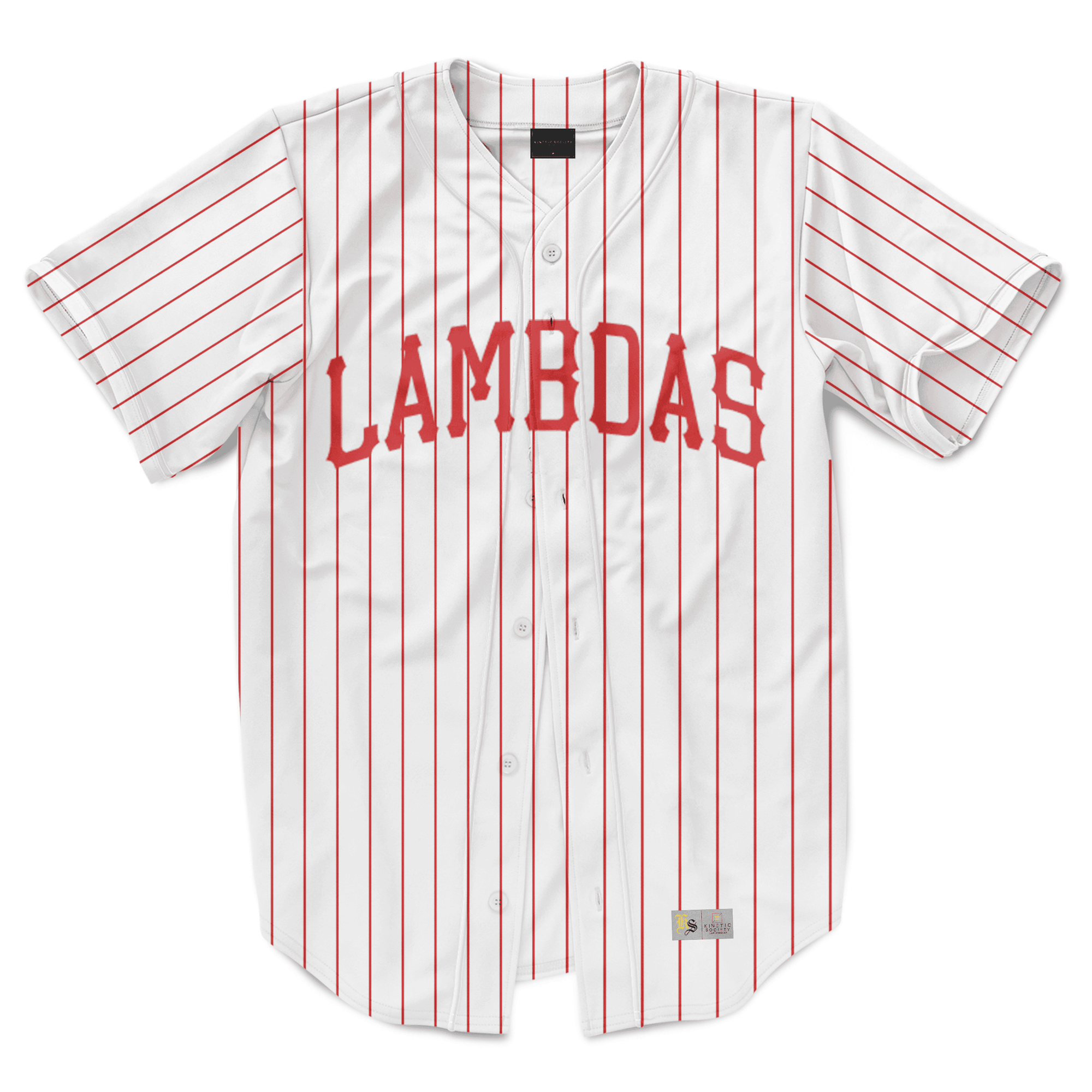 Lambda Phi Epsilon - Red Pinstripe Baseball Jersey