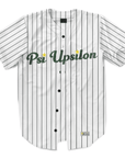 Psi Upsilon - Green Pinstripe Baseball Jersey