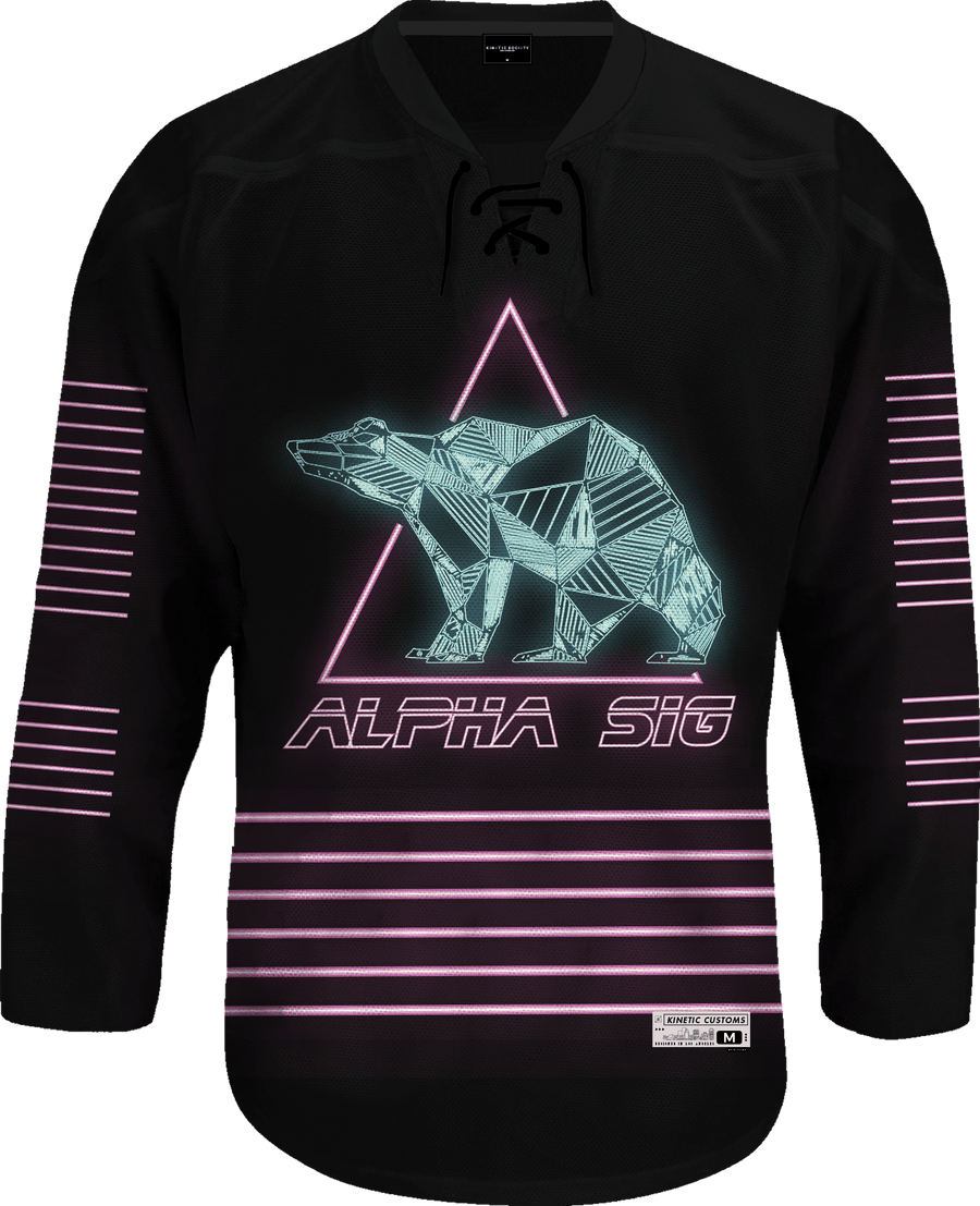 Alpha Sigma Phi - Neon Polar Bear Hockey Jersey - Kinetic Society