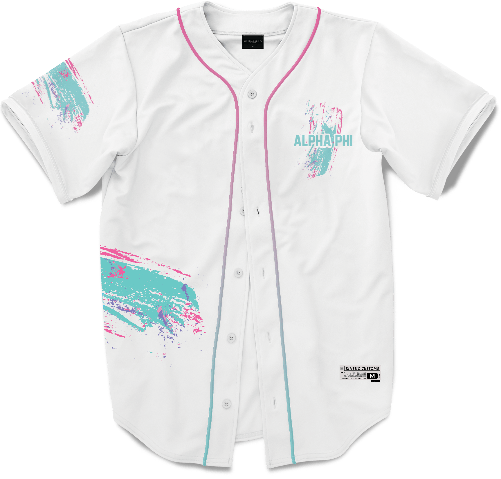 Alpha Phi - White Miami Beach Splash Baseball Jersey Premium Baseball Kinetic Society LLC 