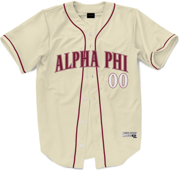 Alpha Phi - Cream Baseball Jersey Premium Baseball Kinetic Society LLC 