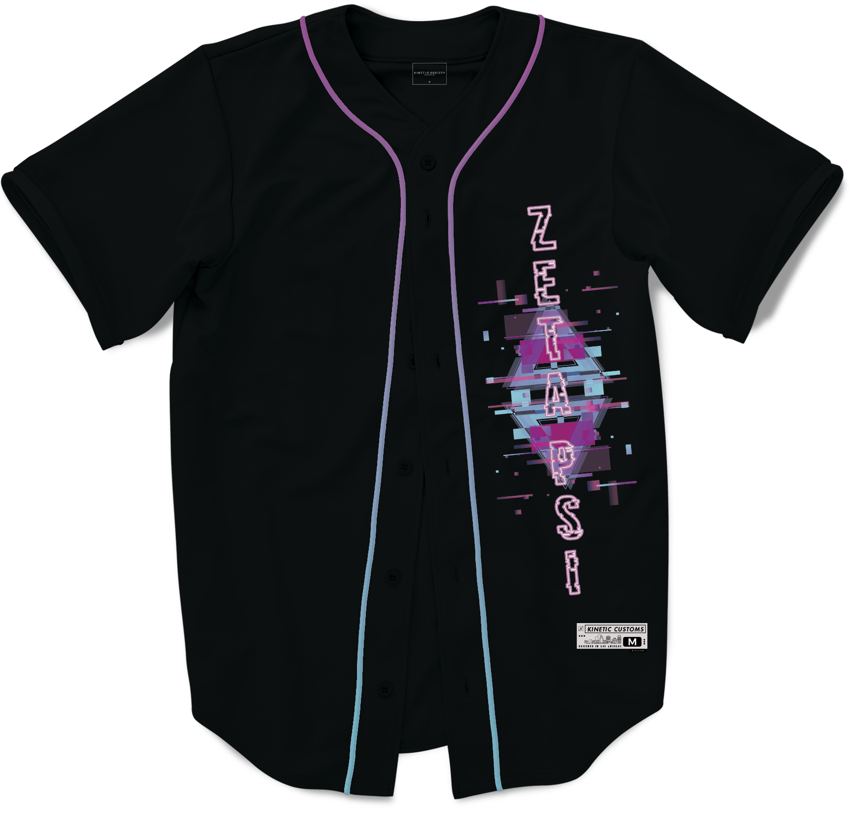 Zeta Psi - Glitched Vision Baseball Jersey Premium Baseball Kinetic Society LLC 