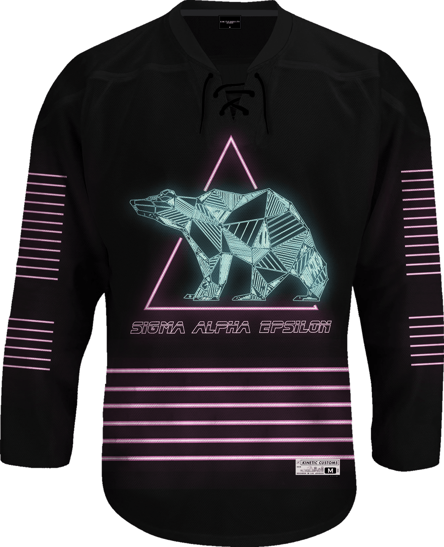 Sigma Alpha Epsilon - Neon Polar Bear Hockey Jersey - Kinetic Society