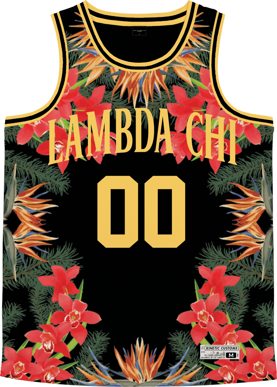 Lambda Chi Alpha - Orchid Paradise Basketball Jersey Premium Basketball Kinetic Society LLC 