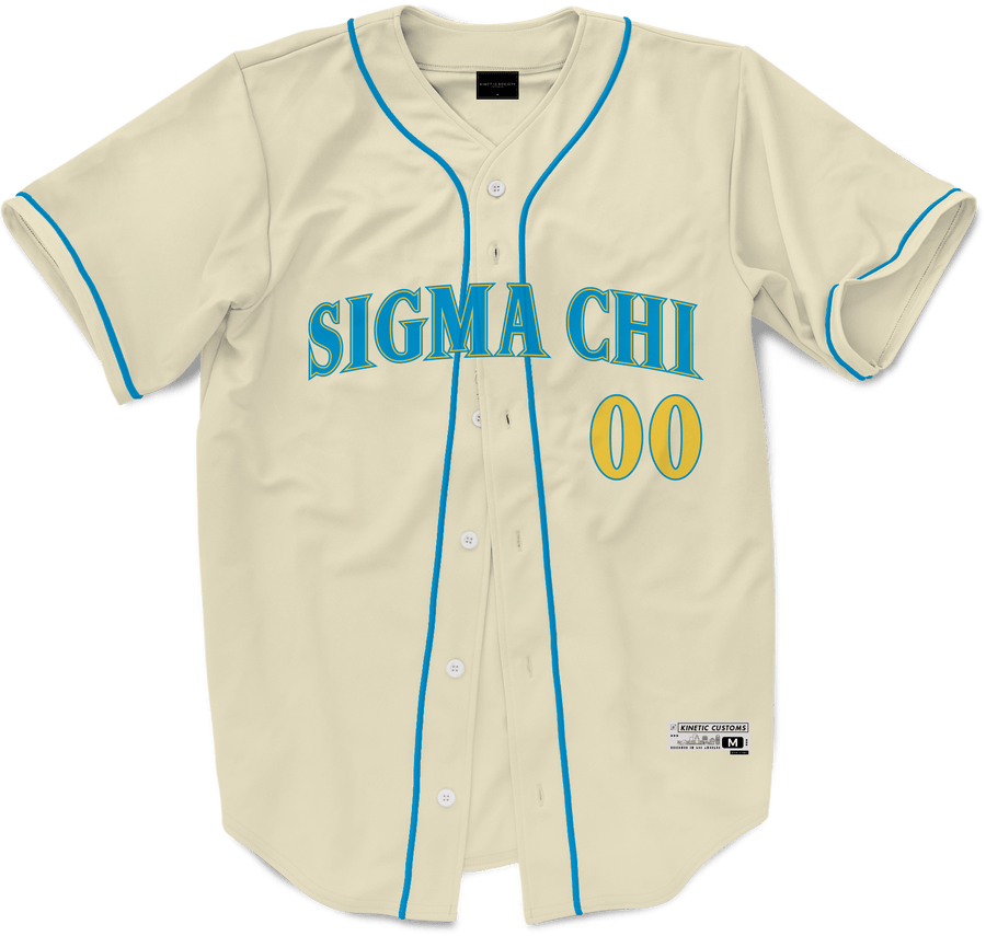 Sigma Chi - Cream Baseball Jersey Premium Baseball Kinetic Society LLC 