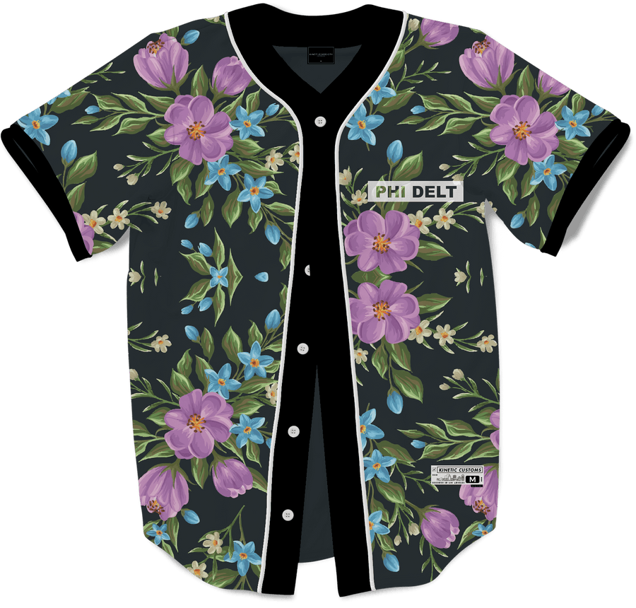 Phi Delta Theta - Midnight Bloom Baseball Jersey - Kinetic Society