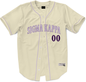Sigma Kappa - Cream Baseball Jersey Premium Baseball Kinetic Society LLC 