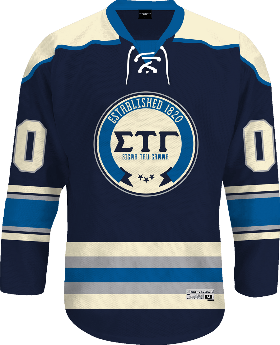 Sigma Tau Gamma - Blue Cream Hockey Jersey Hockey Kinetic Society LLC 