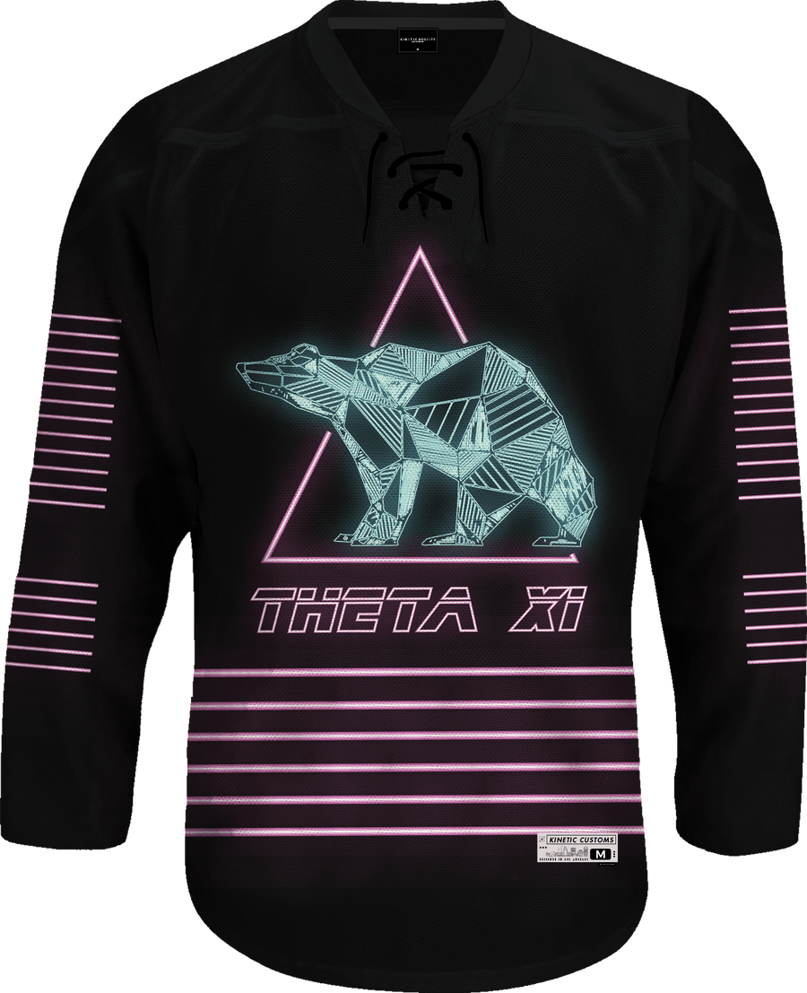 Theta Xi - Neon Polar Bear Hockey Jersey Hockey Kinetic Society LLC 