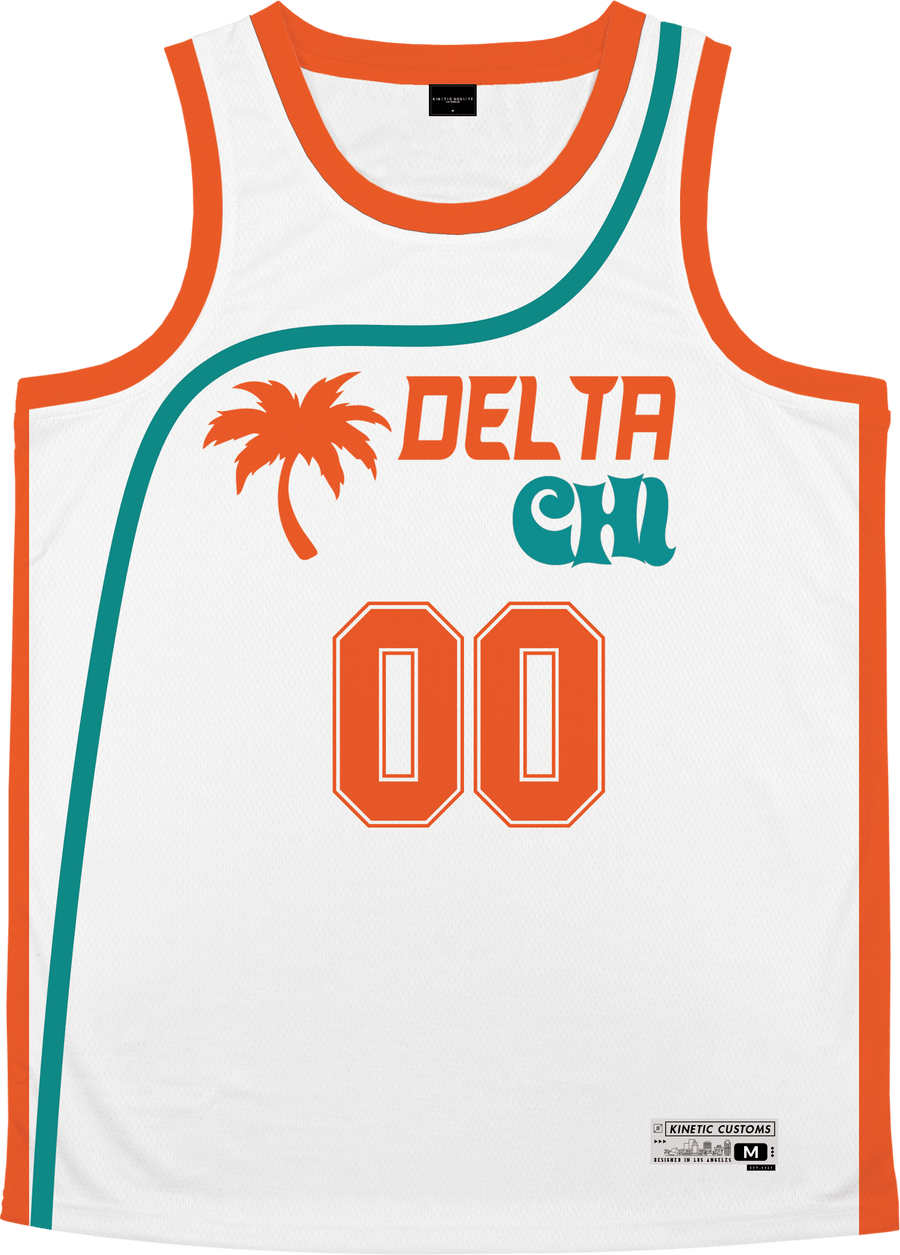 Delta Chi Custom Basketball Jersey | Style 19 Medium / Blue/Orange