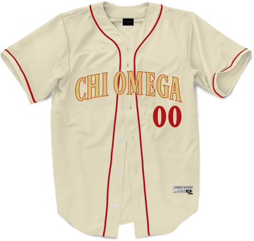 Chi Omega - Cream Baseball Jersey Premium Baseball Kinetic Society LLC 