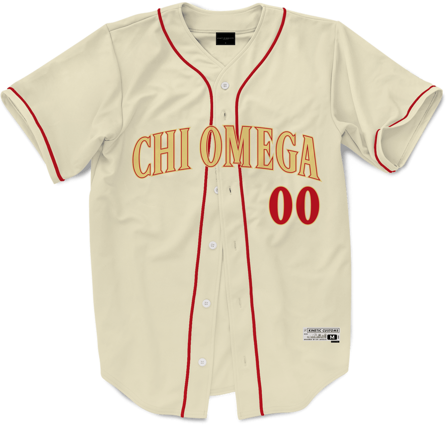 Chi Omega - Cream Baseball Jersey Premium Baseball Kinetic Society LLC 