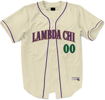 Lambda Chi Alpha - Cream Baseball Jersey Premium Baseball Kinetic Society LLC 