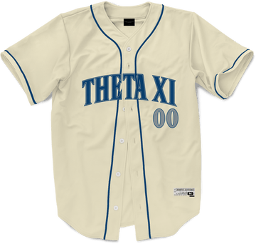 Theta Xi - Cream Baseball Jersey Premium Baseball Kinetic Society LLC 