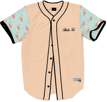 Theta Xi - Flamingo Fam Baseball Jersey - Kinetic Society