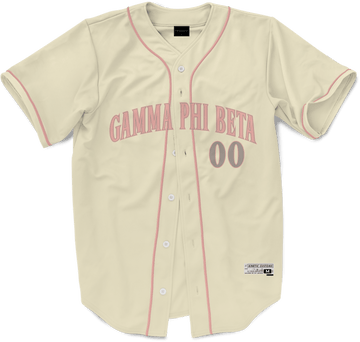 Gamma Phi Beta - Cream Baseball Jersey Premium Baseball Kinetic Society LLC 