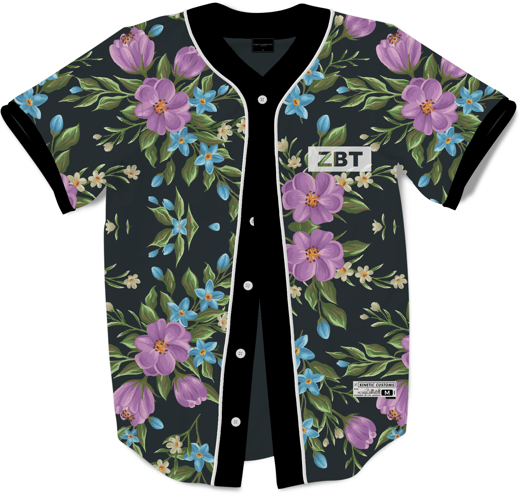 Zeta Beta Tau - Midnight Bloom Baseball Jersey - Kinetic Society