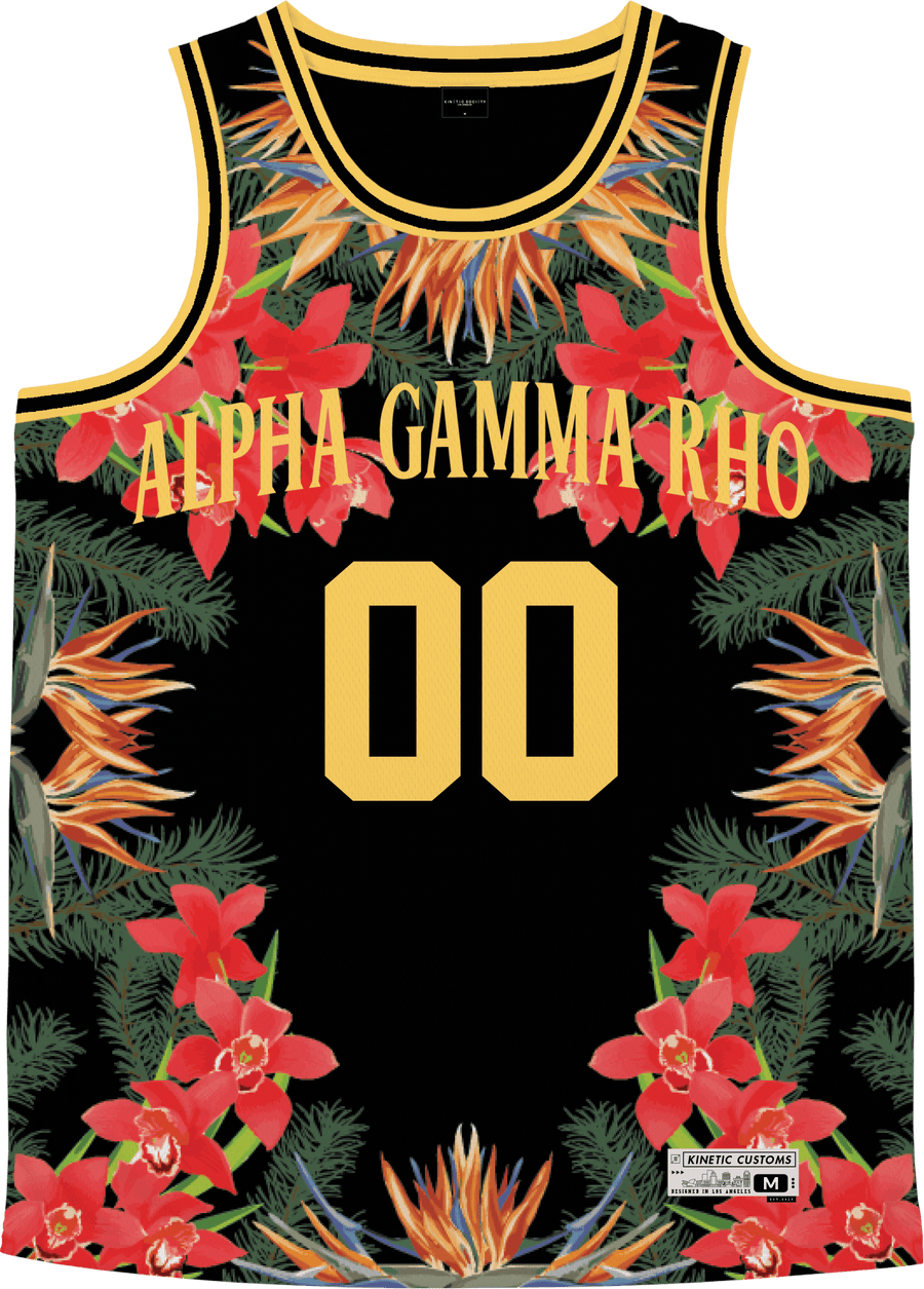 Alpha Gamma Rho - Orchid Paradise Basketball Jersey Premium Basketball Kinetic Society LLC 