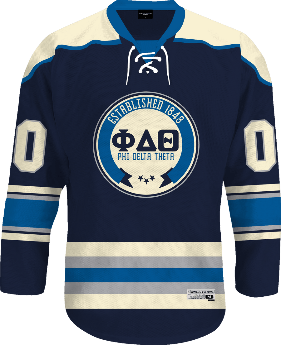 Phi Delta Theta - Blue Cream Hockey Jersey Hockey Kinetic Society LLC 