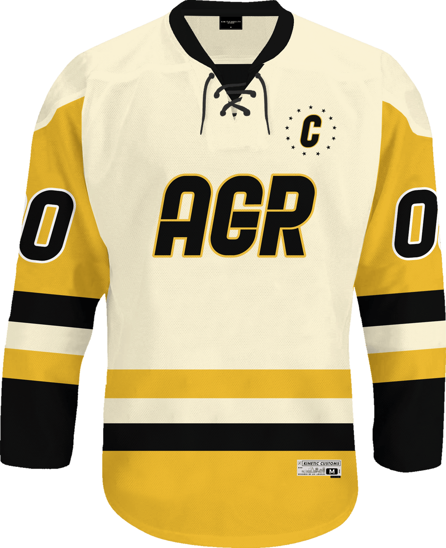 Alpha Gamma Rho - Golden Cream Hockey Jersey Hockey Kinetic Society LLC 