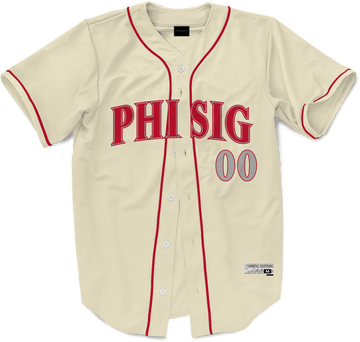 Phi Sigma Kappa - Cream Baseball Jersey Premium Baseball Kinetic Society LLC 