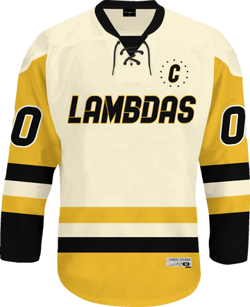 Lambda Phi Epsilon - Golden Cream Hockey Jersey - Kinetic Society