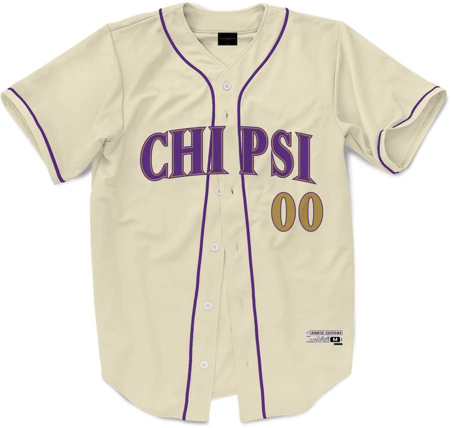 Chi Psi - Cream Baseball Jersey Premium Baseball Kinetic Society LLC 