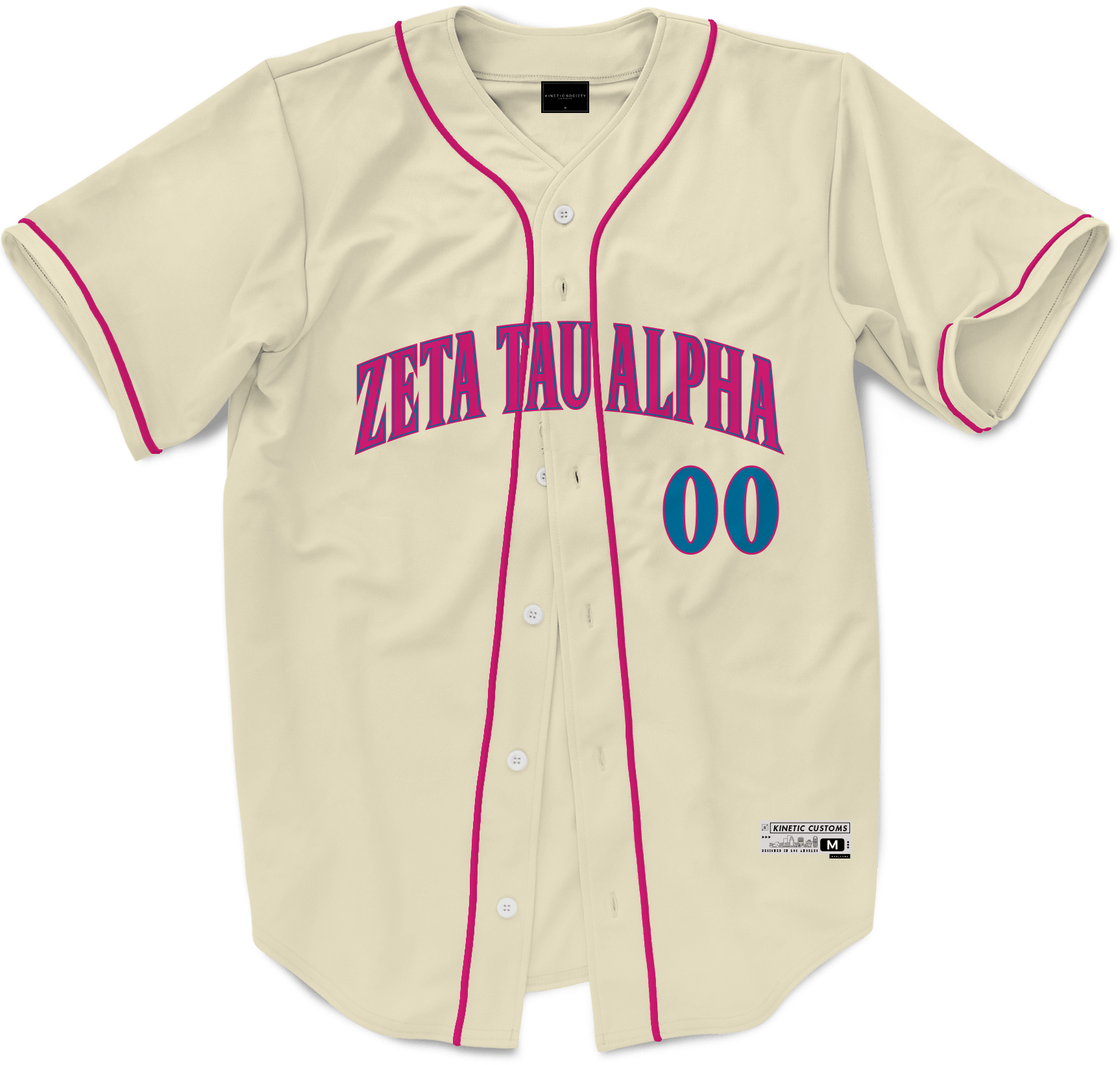 Zeta Tau Alpha - Cream Baseball Jersey Premium Baseball Kinetic Society LLC 