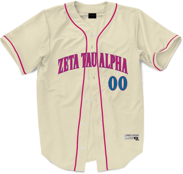 Zeta Tau Alpha - Cream Baseball Jersey Premium Baseball Kinetic Society LLC 