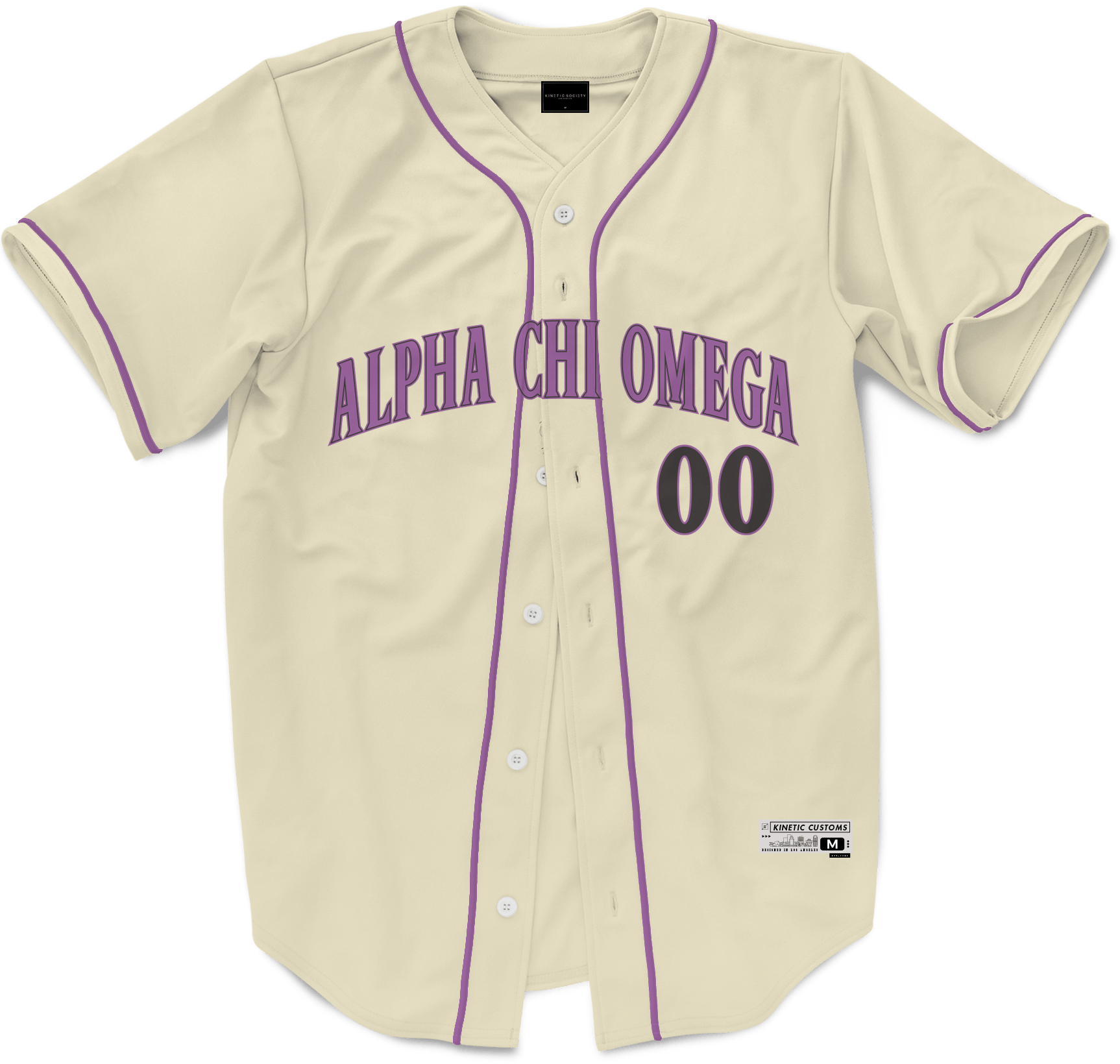 Alpha Chi Omega - Cream Baseball Jersey Premium Baseball Kinetic Society LLC 