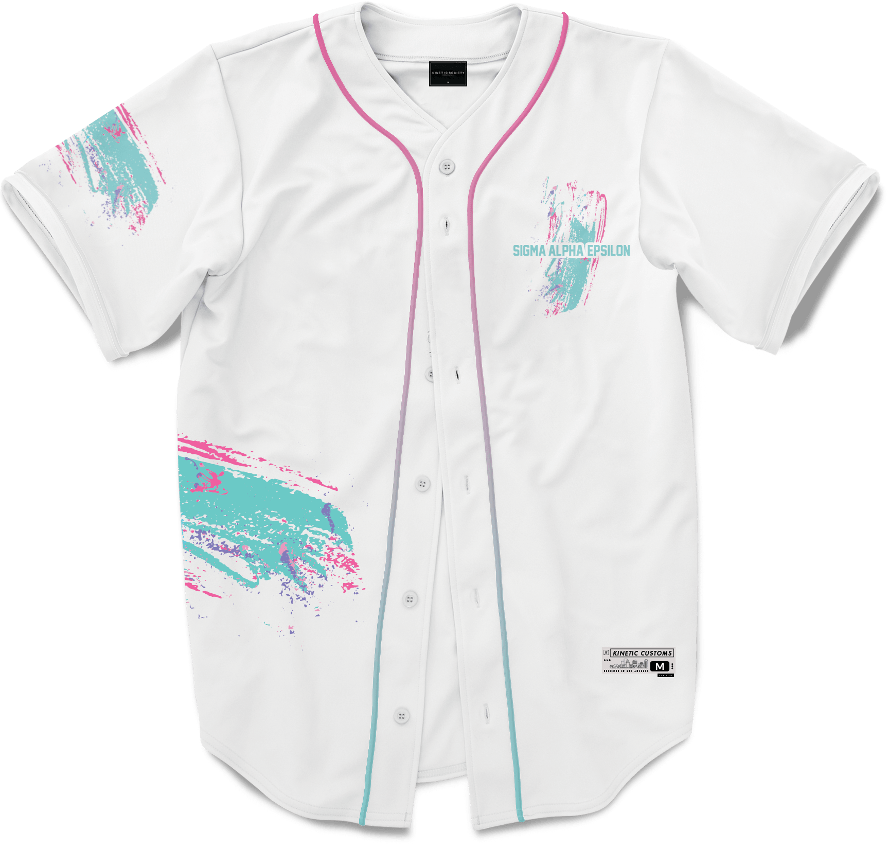 Sigma Alpha Epsilon - White Miami Beach Splash Baseball Jersey - Kinetic Society