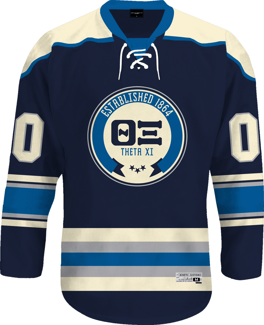 Theta Xi - Blue Cream Hockey Jersey - Kinetic Society
