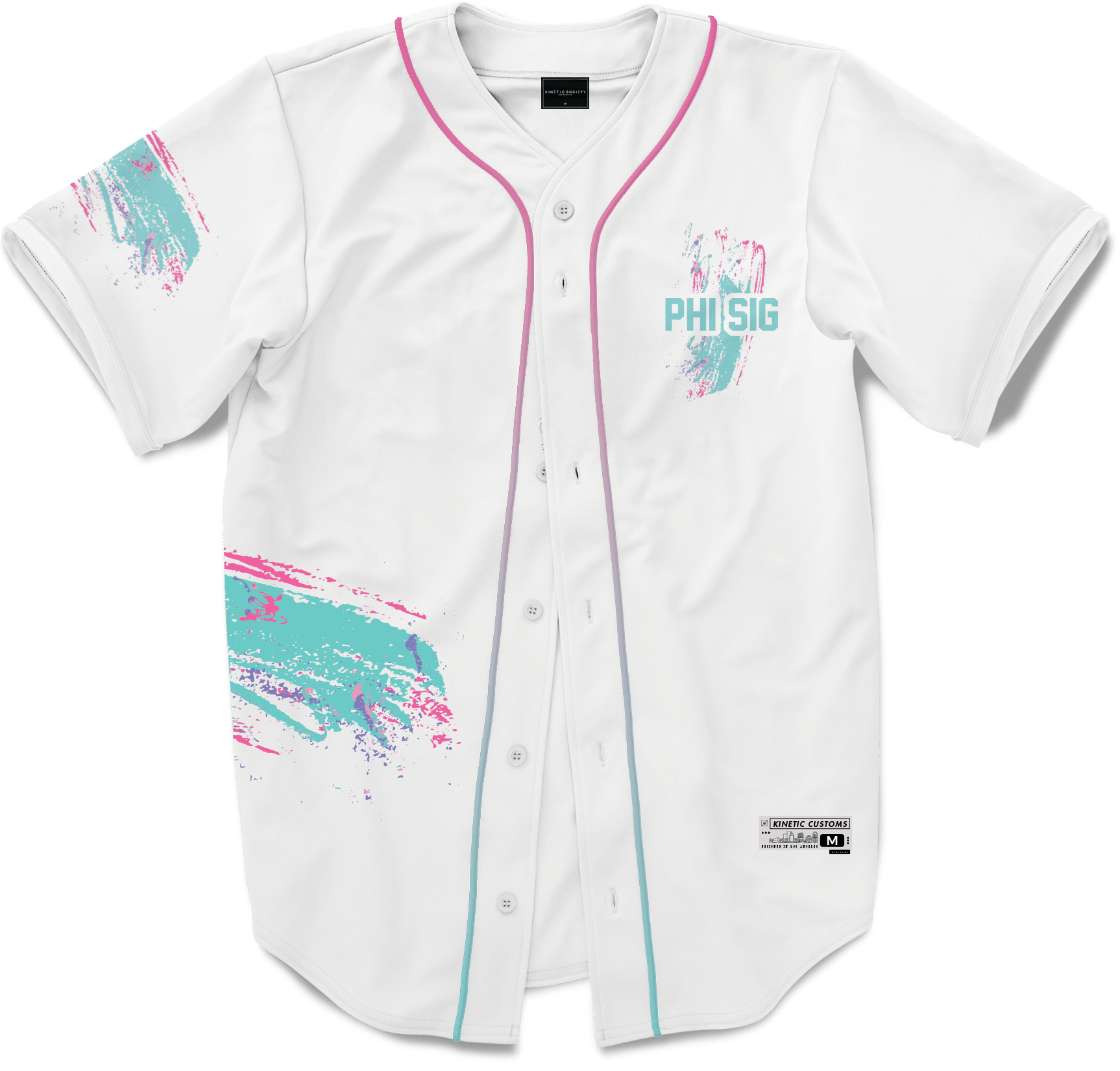 Phi Sigma Kappa - White Miami Beach Splash Baseball Jersey - Kinetic Society