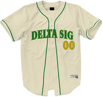 Delta Sigma Phi - Cream Baseball Jersey Premium Baseball Kinetic Society LLC 